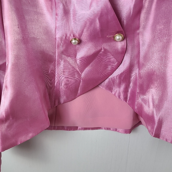 NWT MAJORELLE Newton Bubblegum Pink Metallic Pearl Button Coquette Top - Picture 8 of 13